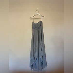 David's Bridal Strapless Blue Dress